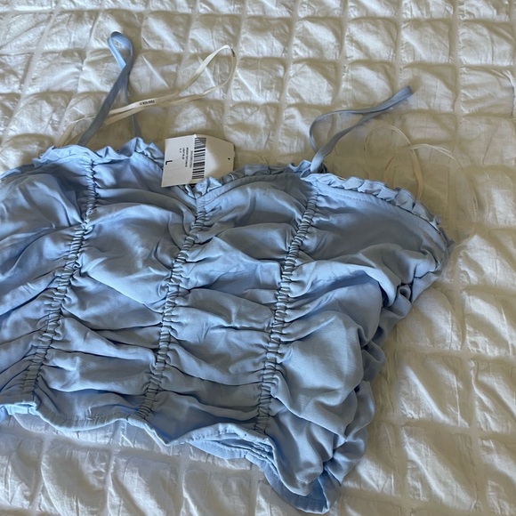 Forever 21 Light Blue Ruched Crop Camisole - Picture 3 of 6